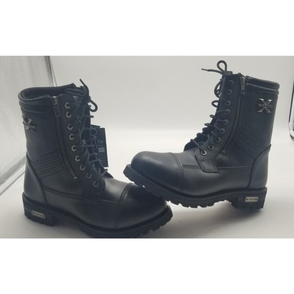 Xelement 'Impact' 1506 Black Lace-Up Motorcycle Biker Boots Men's Size 10 NWT